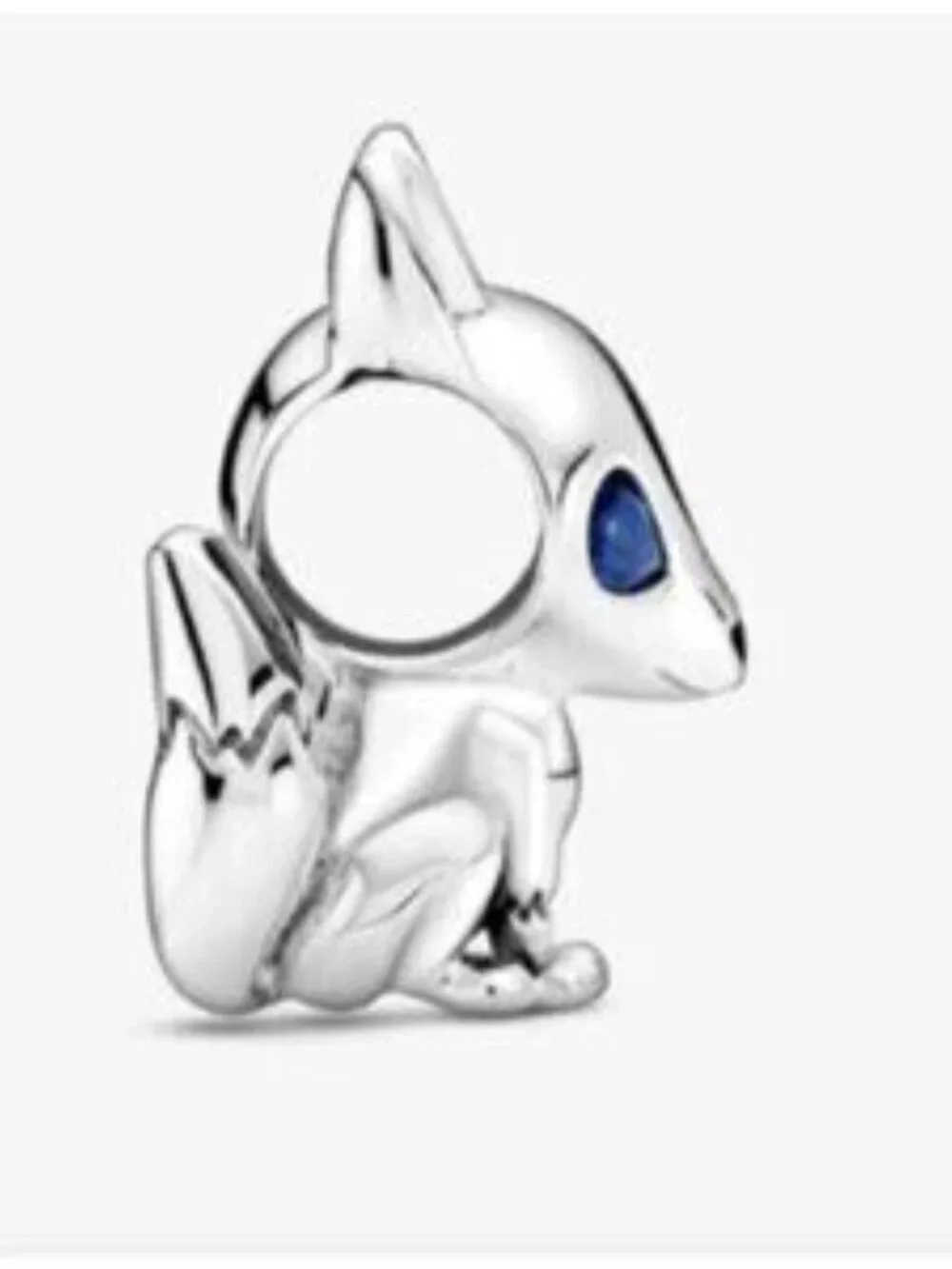Pandora Silver Fox Charm with Blue Eyes